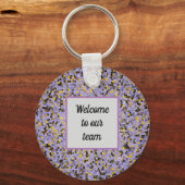 安価なビジネスチーム歓迎モザイクパープル キーホルダー (正面)
