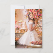 安価なピンクの花のティアラ 写真入り quinceanera ノートカード (裏面)