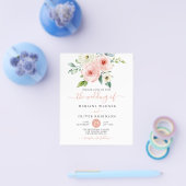 安価なピーチホワイトの水彩フラワーの結婚式 チラシ (シングル)