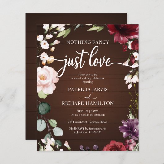 安価なファンシー結婚式招待状なし (正面/裏面)