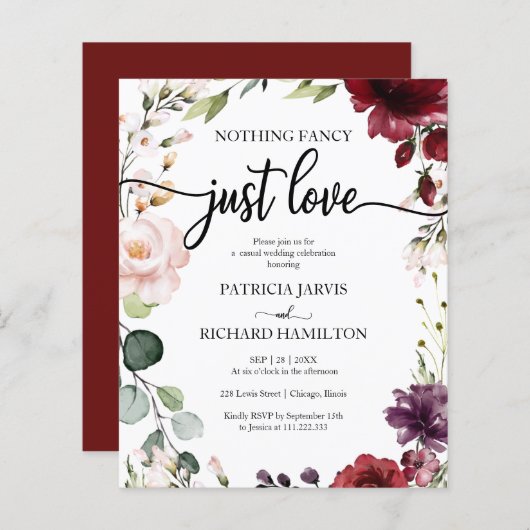 安価なファンシー結婚式招待状なし (正面/裏面)