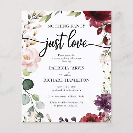 安価なファンシー結婚式招待状なし (正面)