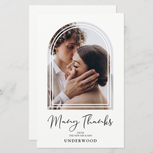 安価なミニマリストアーチ効果結婚写真 (正面/裏面)