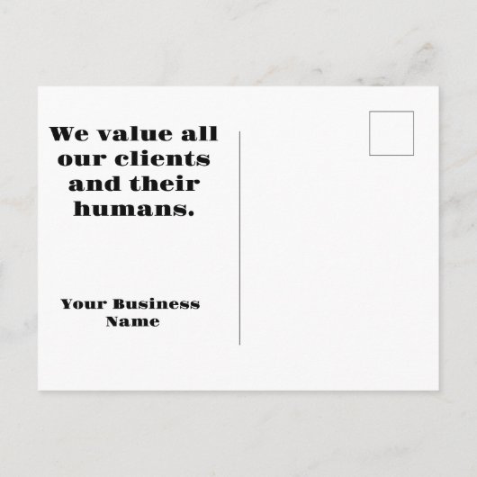 安価な動物の手あなたのビジネスをありがとう ポストカード (裏面)