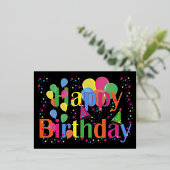 安価な子供の誕生日カードまたは招待状 箔シーズンポストカード (立ち正面)