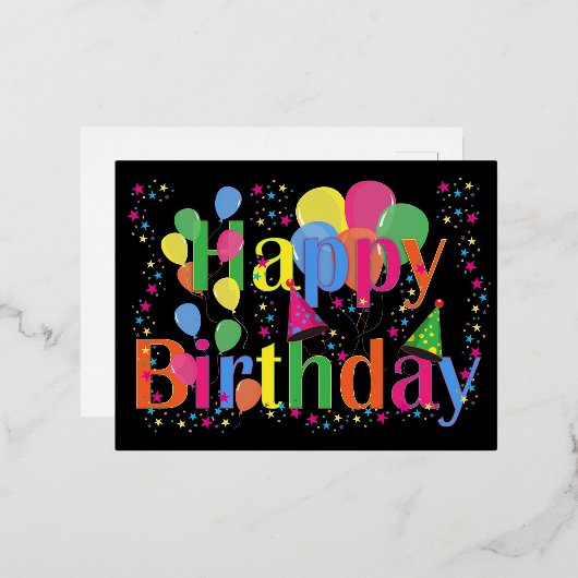 安価な子供の誕生日カードまたは招待状 箔シーズンポストカード (正面/裏面)