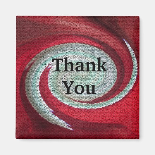 安価な感謝トークンブライトレッドスワール マグネット (正面)