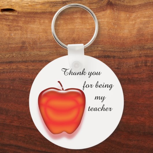 安価な明るい赤りんご有難先生 キーホルダー (正面)
