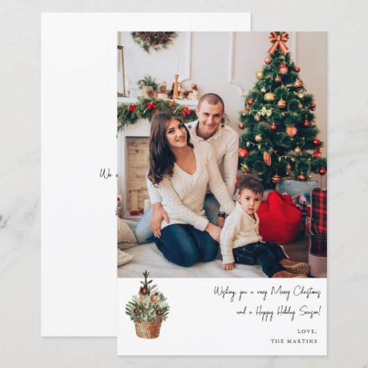 安価な田舎風クリスマスツリーデザインのVノート写真 - MED (正面/裏面)