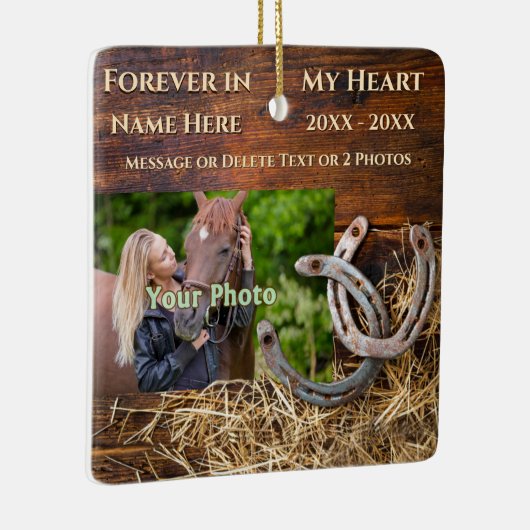 安価な2枚の写真、馬の悔やみや弔慰ギフト、 セラミックオーナメント (右)