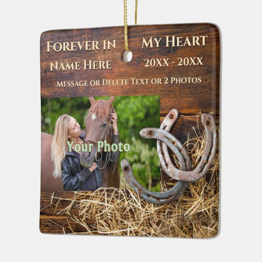 安価な2枚の写真、馬の悔やみや弔慰ギフト、 セラミックオーナメント (左)