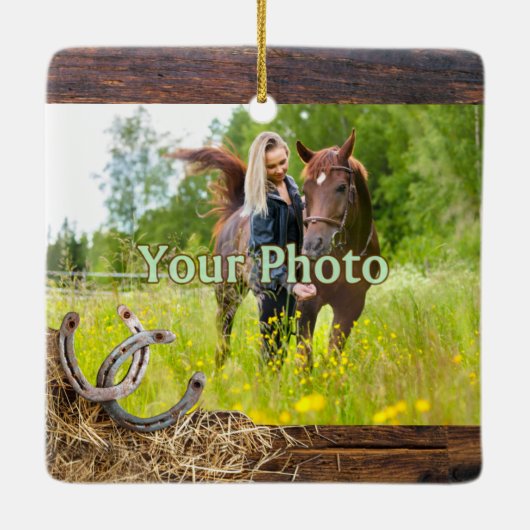 安価な2枚の写真、馬の悔やみや弔慰ギフト、 セラミックオーナメント (裏面)