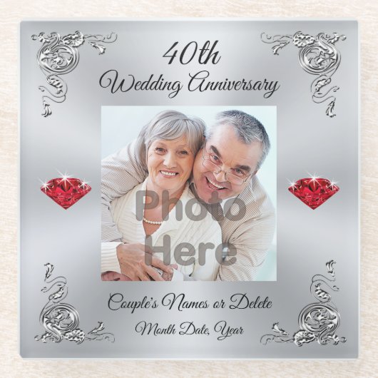 安価な40周年記念ギフトアイディア,カスタム ガラスコースター (正面)