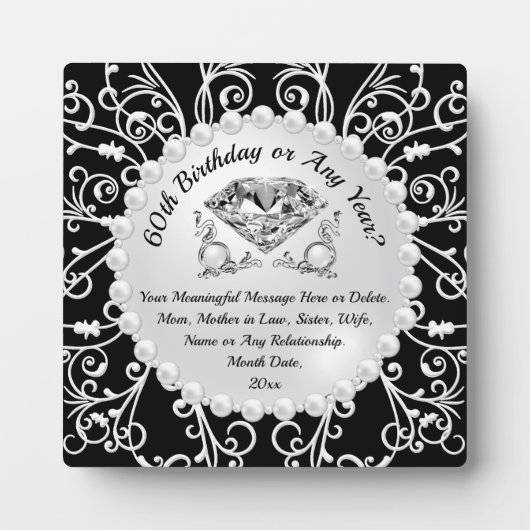 安価な60番目の誕生日ギフトアイディア、彼女の任意の年 フォトプラーク (正面)
