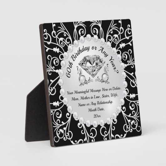 安価な60番目の誕生日ギフトアイディア、彼女の任意の年 フォトプラーク (正面)