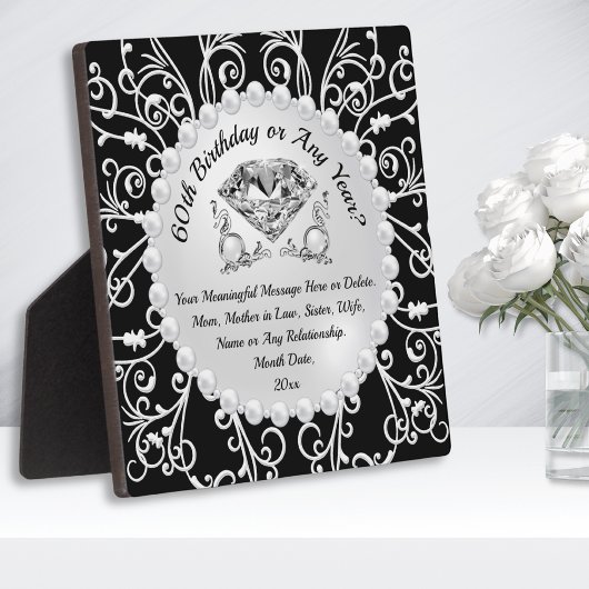 安価な60番目の誕生日ギフトアイディア、彼女の任意の年 フォトプラーク