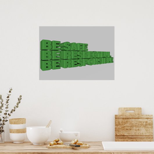 安全で敬意を持ち、責任を持つ ポスター (キッチン)