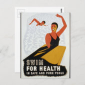 安全で純粋なプールで健康のために泳ぐ ポストカード (正面/裏面)