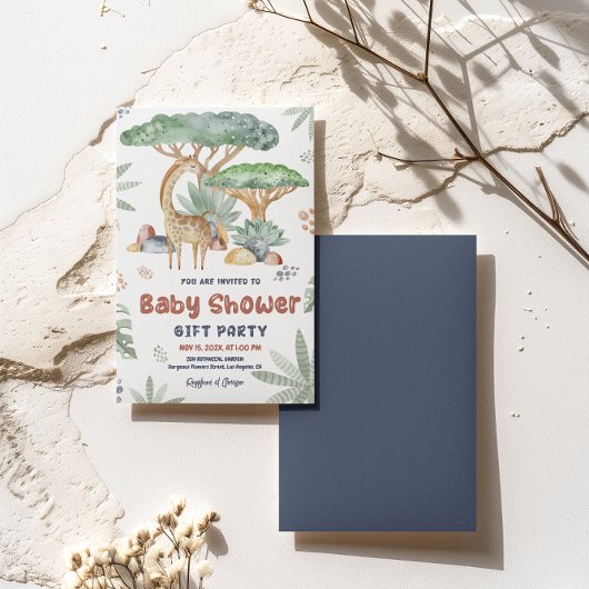 安全な動物赤ちゃんシャワーギフトパーティー サンキューカード