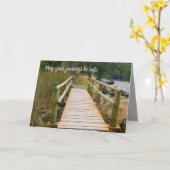 安全な旅，海岸の風景，橋，新しい変化 カード (黄色い花)