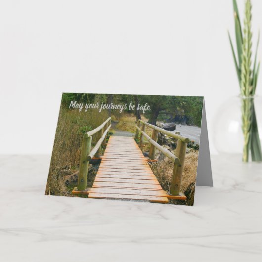 安全な旅，海岸の風景，橋，新しい変化 カード (正面)