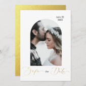 安全な日付写真、ゴールデンスクリプト 招待状 (正面/裏面)