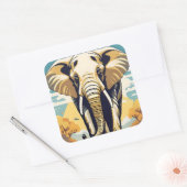 安全な環境で幸せなアフリカ象。 スクエアシール (封筒)