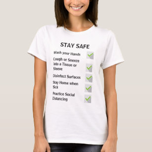 安全な社会的距離を保つ緑のチェックマーク Tシャツ