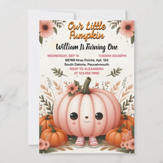 安全な農場の子供たち私たちの小さなカボチャは1を回している 招待状 (正面)