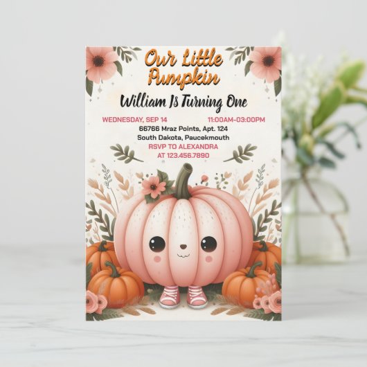 安全な農場の子供たち私たちの小さなカボチャは1を回している 招待状 (スタンド正面)