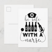 安全な飲み物は看護師と一緒に ポストカード (正面/裏面)