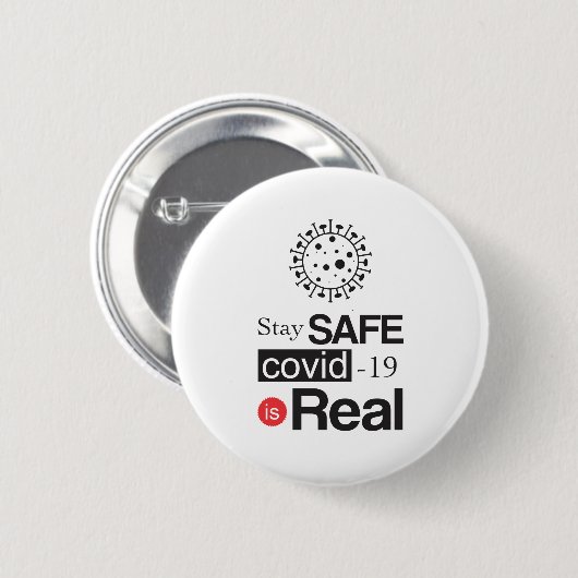 安全なcovid-19 実在 is 缶バッジ (正面&裏面)