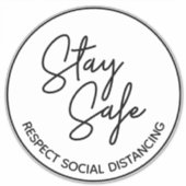 安全に関する注意喚起： '安全を維持'社会的距離Vin シール (正面)