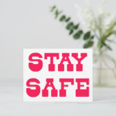 安全に！コロナウイルス – 勇気付けられる ポストカード (スタンド正面)