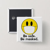 安全に。マスクして。 缶バッジ (正面&裏面)