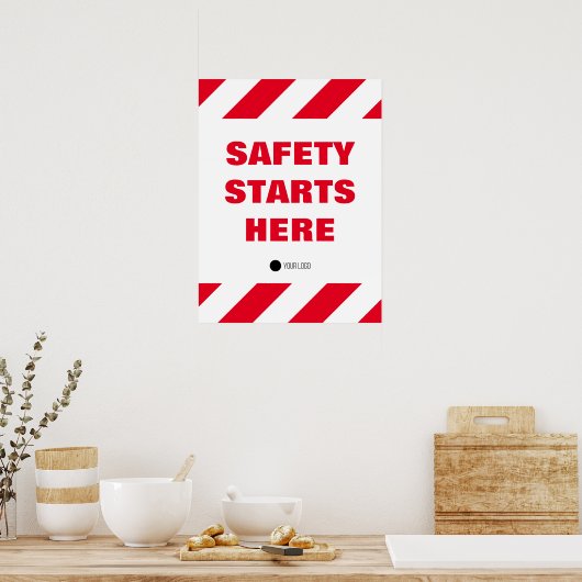 安全はここから始まる赤白の職場引用文 ポスター (キッチン)