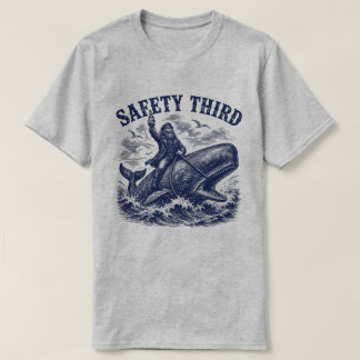 安全より冒険 ファニー サーシスティック な 海の くじら乗り手 Tシャツ