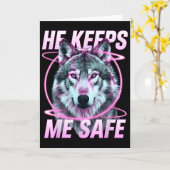 安全を守ってくれるオオカミ バレンタインデーは恋人たちのために カード (黄色い花)