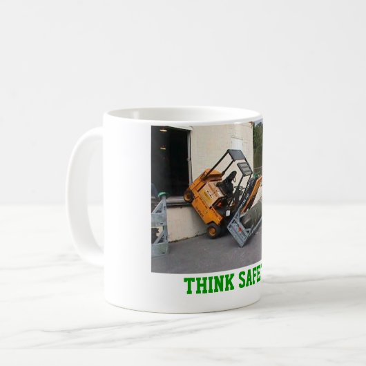 安全を考えて下さい! コーヒーマグカップ (正面左)
