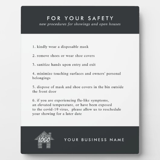 安全カスタムを示す実在エステートロゴオープンハウス フォトプラーク (正面)