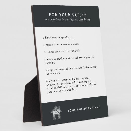 安全カスタムを示す実在エステートロゴオープンハウス フォトプラーク (側面)
