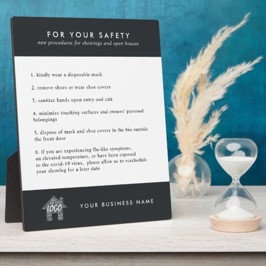 安全カスタムを示す実在エステートロゴオープンハウス フォトプラーク (側面)