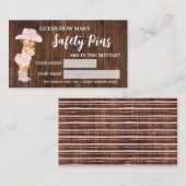 安全ピンの数女性のカーボーイベビーシャワーゲームカード プレイスカード (正面/裏面)