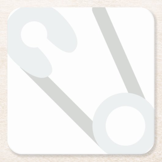安全ピンを開く スクエアペーパーコースター (正面)