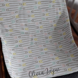 安全ピンパターングレーモダンキッズフリースブランケット フリースブランケット