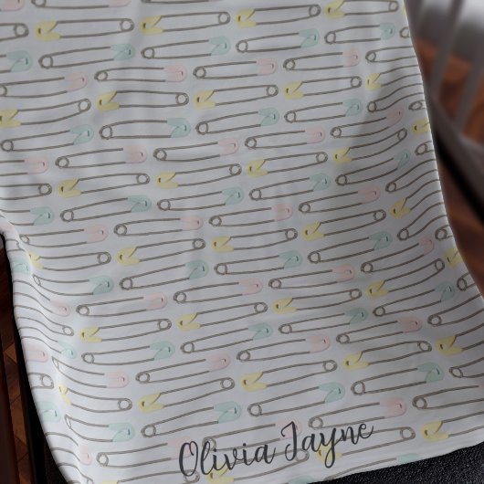 安全ピンパターングレーモダンキッズフリースブランケット フリースブランケット