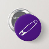 安全ピンボタン – 紫の上の白 缶バッジ (正面&裏面)