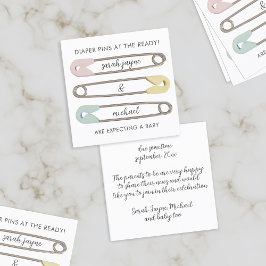 安全ピンモダン妊娠告知カード スクエア名刺