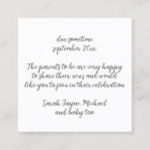 安全ピンモダン妊娠告知カード スクエア名刺 (裏面)