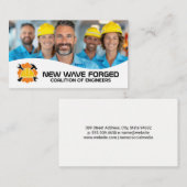 安全ヘルメットと制服を着用する技術者 名刺 (正面/裏面)